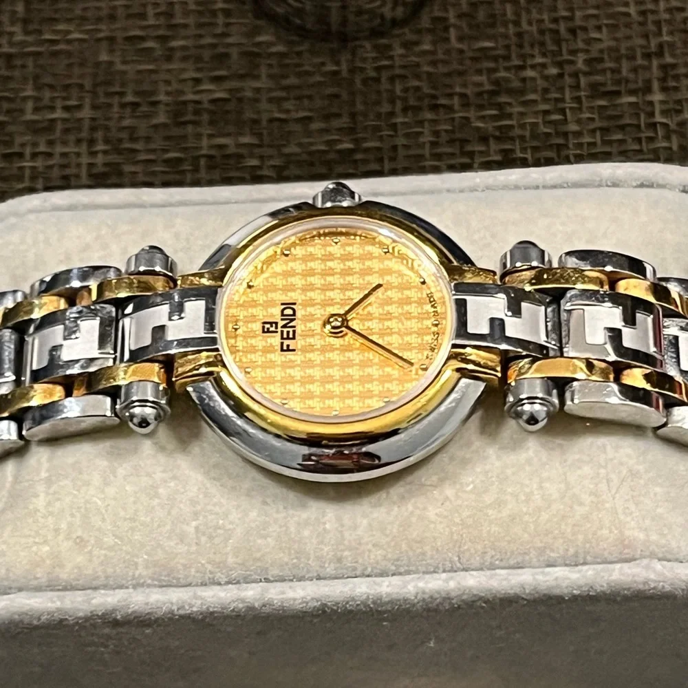 FENDI PRE-LOVED AUTHENTIC ‘ZUCCA’ 18K YELLOW GOLD-PLATED LUXURIOUS WATCH